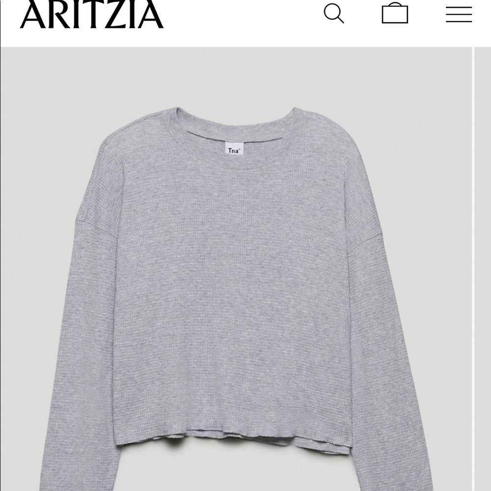 Aritzia TNA cropped Alamo waffle long sleeve